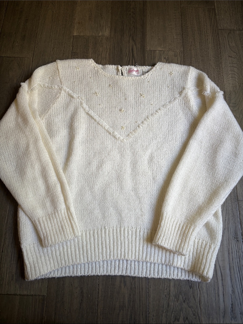 Contempo | Vintage Made in Taiwan White Knit Sweater Delicate Detail Size 42